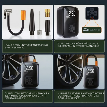 AirCharge Pro™ | Den ultimata bärbara 4-i-1-däckpumpen🚗
