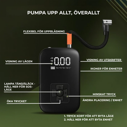 AirCharge Pro™ | Den ultimata bärbara 4-i-1-däckpumpen🚗