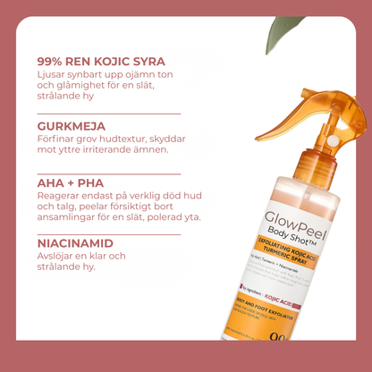 GlowPeel Body Shot™ | Kojic + Gurkmeja Kroppspeelingsspray