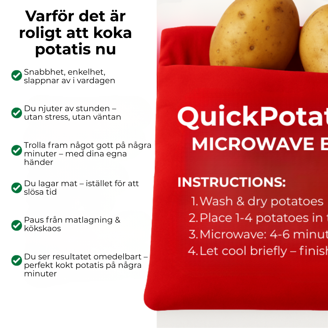 QuickPotato™ | Snabb Hunger? Mjuk Potatis på 4 Minuter.