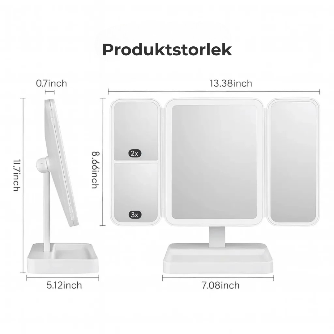 MIRRA™ | Belyst vikbar sminkspegel