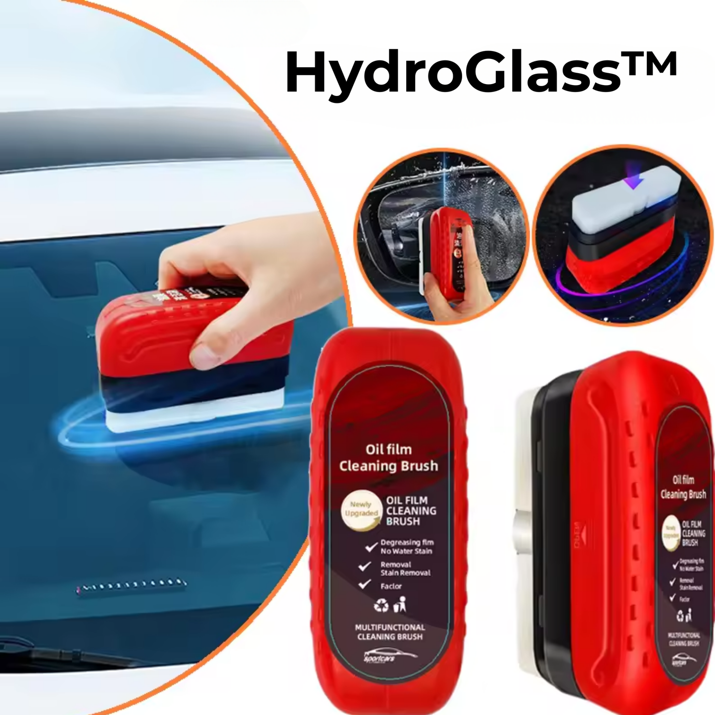 HydroGlass™ | Bilglas Oljefilm Beläggningslösning och Borste