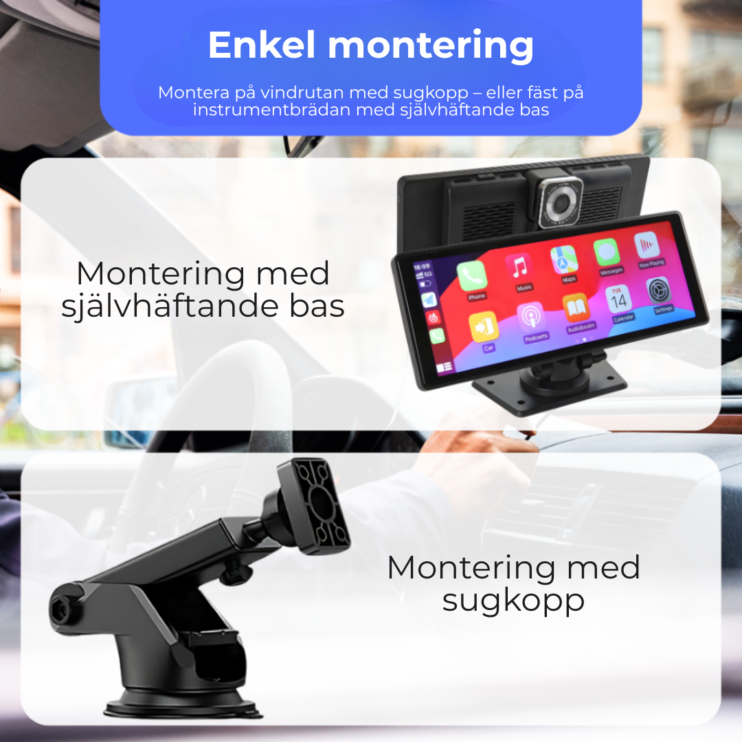Visuell Smartkörning – Bilskärm med CarPlay & Dashcam