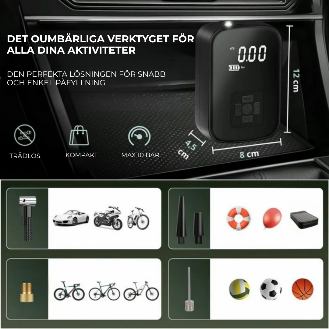 AirCharge Pro™ | Den ultimata bärbara 4-i-1-däckpumpen🚗