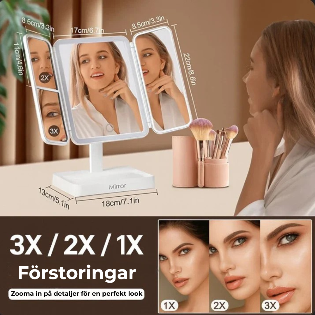 MIRRA™ | Belyst vikbar sminkspegel