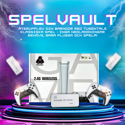 SpelVault™ Retro Dock V2 | Återupplev din barndom med tusentals klassiska spel - inga nedladdningar behövs, bara plugga och spela!