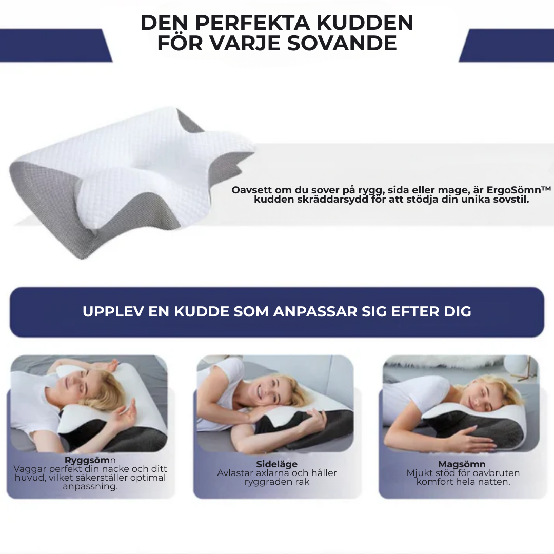 ErgoSömn™ | Sov bättre, vakna piggare – ergonomiskt stöd för nacke och rygg hela natten